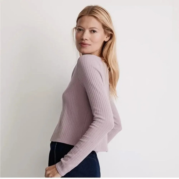 MADEWELL Ribbed Crop Cardigan in Provence Grape‎ size XS - Picture 3 of 10